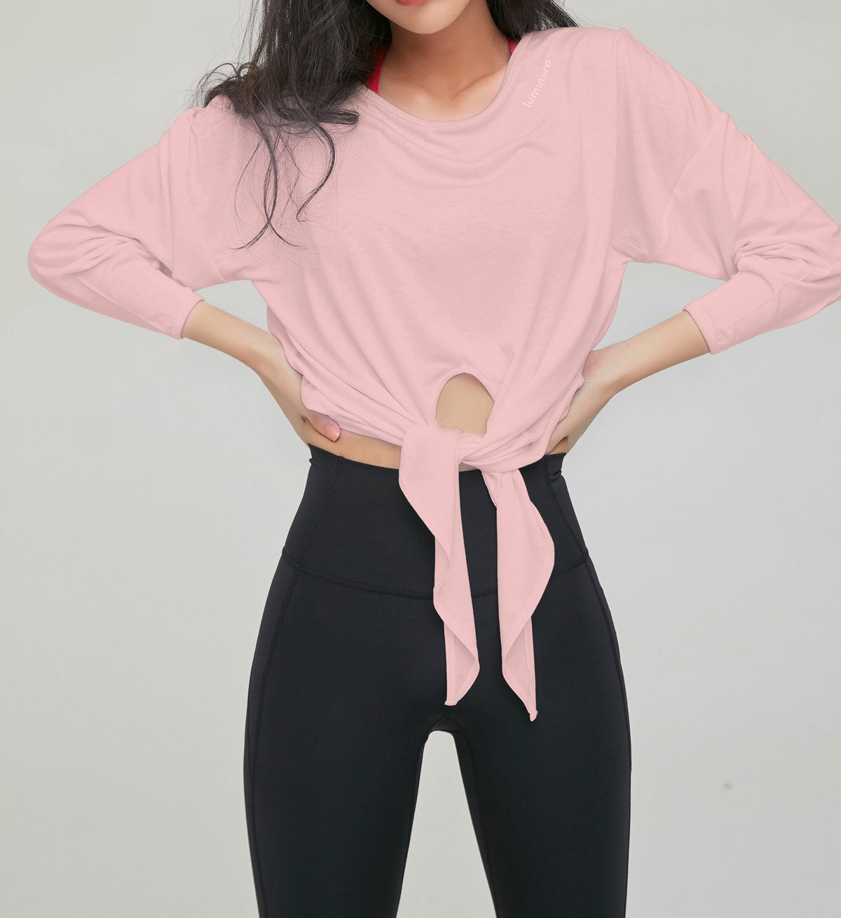 ALO YOGA Women's Raglan Sleeve Cropped Sweatshirt, Pink, Small 